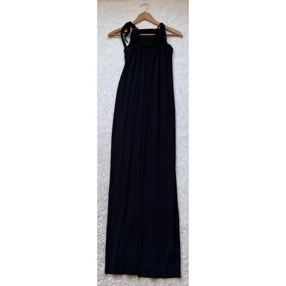 Zara Woman Basic Collection Black Shoulder Tie Flowy Maxi Dress, Size Medium - Picture 8 of 9